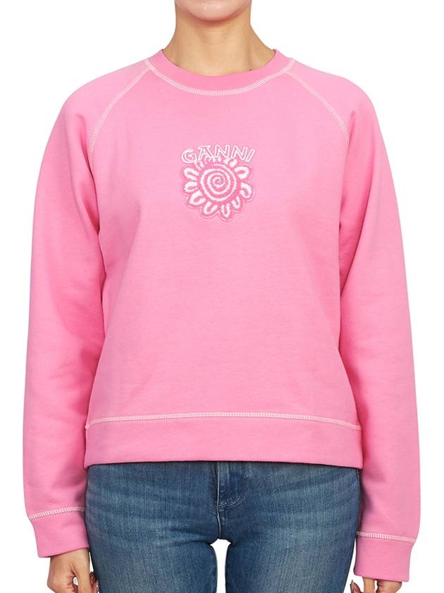 Isoli Cotton Sweatshirt Pink - GANNI - BALAAN 2