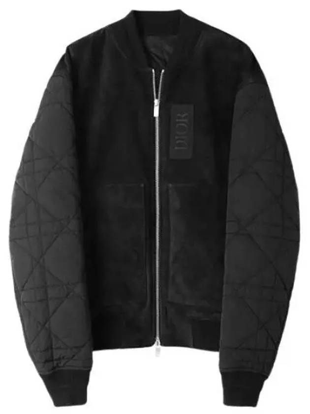 Men's Zipper Varsity Calfskin Bomber Jacket Black - DIOR - BALAAN 2