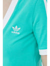 V neck cropped t shirt HG6596 Turquoise WOMENS UK6 JP M - ADIDAS - BALAAN 5