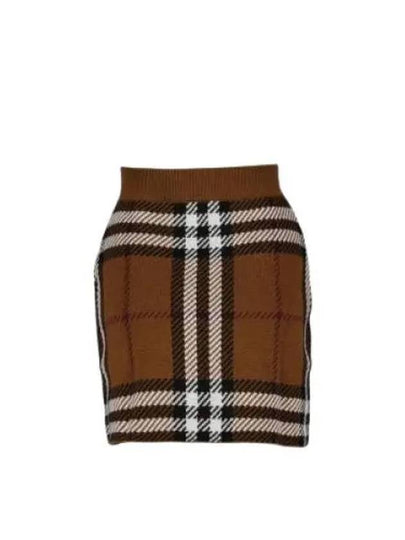 Check Jacquard Mini Pencil Skirt Brown - BURBERRY - BALAAN 2