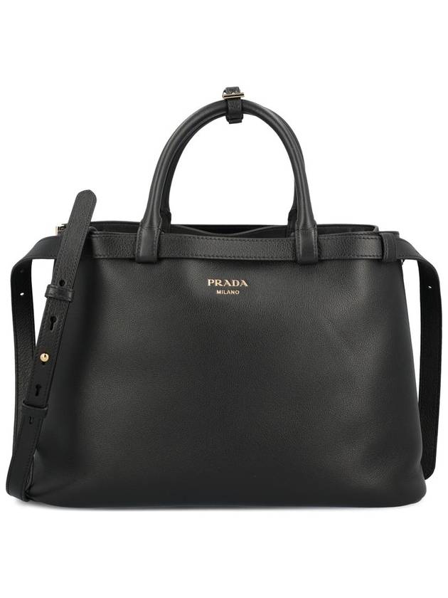 Medium leather handbag belt black - PRADA - BALAAN 2