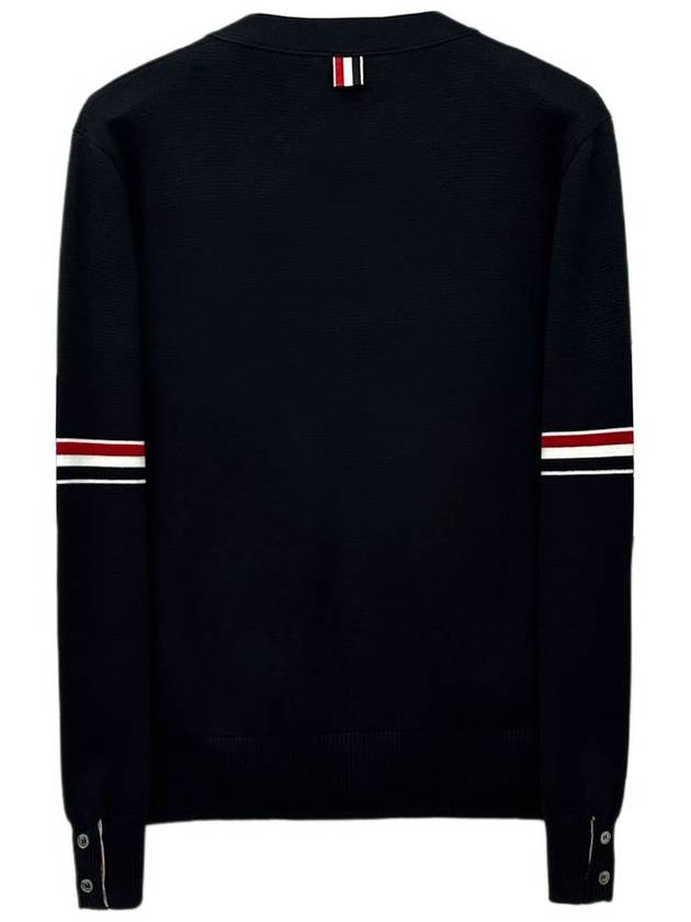 Milano Stitch Sprite Armband Cotton V-neck Cardigan Navy - THOM BROWNE - BALAAN 3