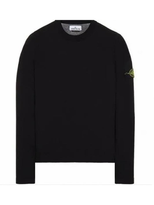 Logo Patch Crewneck Knit Top Black - STONE ISLAND - BALAAN 2