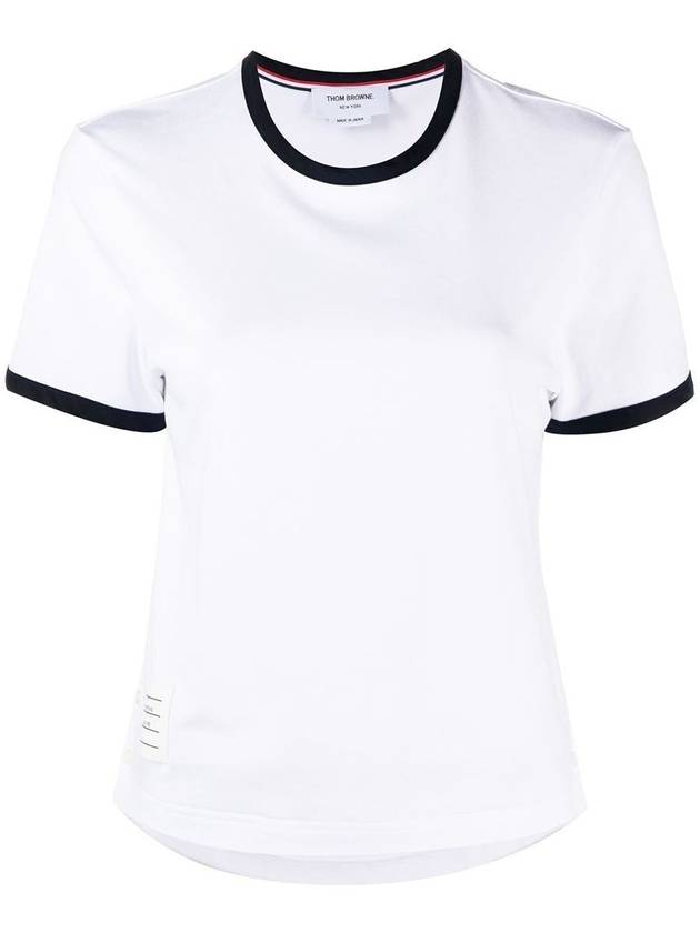 Asymmetric Hem Short Sleeve T-Shirt White - THOM BROWNE - BALAAN 2