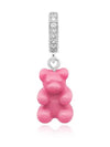 NOSTALGIA BEAR CANDY PINK PAVE CONNECTOR SILVER pendant charm - CRYSTAL HAZE - BALAAN 2