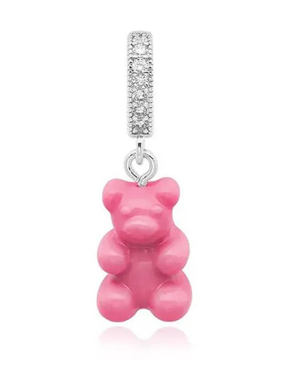 NOSTALGIA BEAR CANDY PINK PAVE CONNECTOR SILVER pendant charm - CRYSTAL HAZE - BALAAN 2