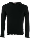 Destroyed Cotton Knit Top Black - SAINT LAURENT - BALAAN 2