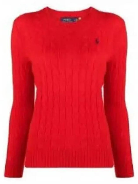 30 Points W Cable Knit Cotton Crew Neck Sweater Red - POLO RALPH LAUREN - BALAAN 1