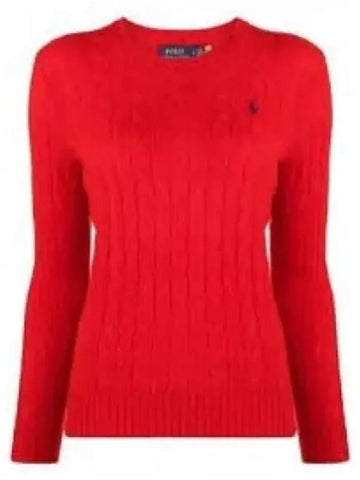 30 Points W Cable Knit Cotton Crew Neck Sweater Red - POLO RALPH LAUREN - BALAAN 1