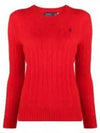 30 Points W Cable Knit Cotton Crew Neck Sweater Red - POLO RALPH LAUREN - BALAAN 1