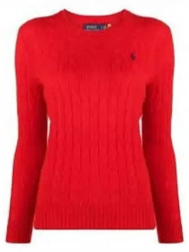 30 Points W Cable Knit Cotton Crew Neck Sweater Red - POLO RALPH LAUREN - BALAAN 1