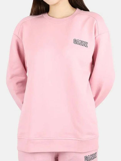 Embroidered Logo Cotton Sweatshirt Lilac - GANNI - BALAAN 2