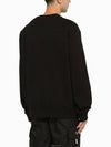 Oversized Cotton Sweatshirt With Triangle Logo Black - PRADA - BALAAN 4