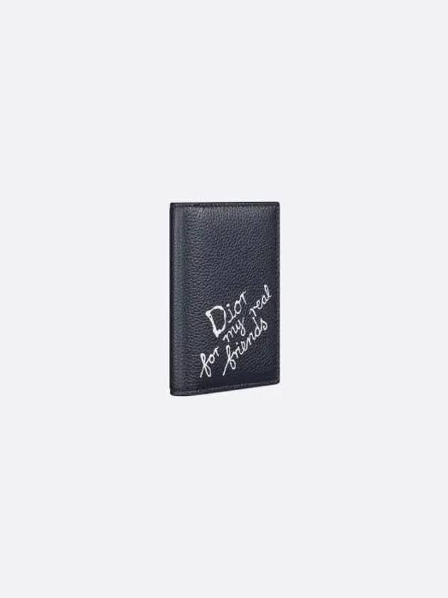 Hylton Nel Vertical Bifold Grained Calfskin Card Wallet Navy Blue - DIOR - BALAAN 3