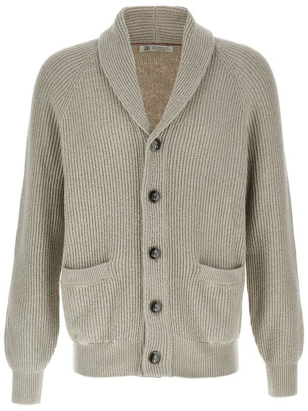 Shawl Collar Wool Cardigan Grey - BRUNELLO CUCINELLI - BALAAN 2