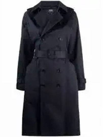 Greta Double Breasted Cotton Trench Coat Navy - A.P.C. - BALAAN 2