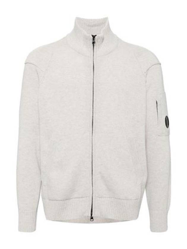 Lambswool GRS Zipped Cardigan Grey - CP COMPANY - BALAAN 2