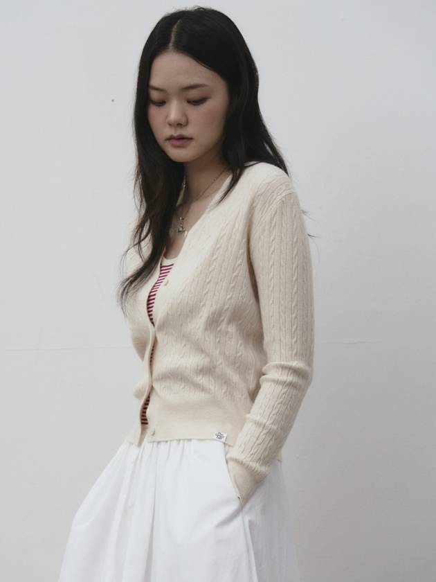 V neck cable knit pullover Oatmeal - THE GREEN LAB - BALAAN 2