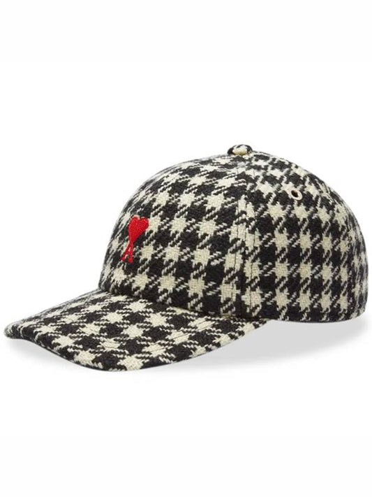 Heart Logo Check Ball Cap White Black - AMI - BALAAN 2