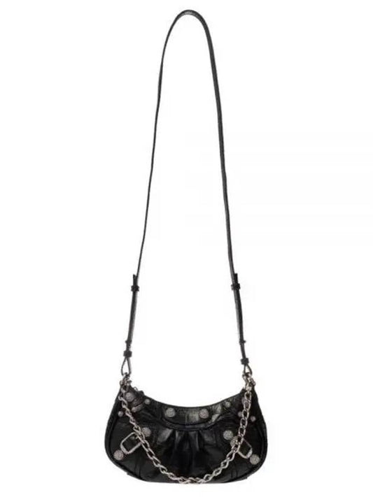 Le Cagol Mini Silver Chain Crocodile Shoulder Bag Black - BALENCIAGA - BALAAN 2