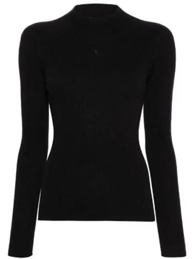 Iconic Logo Mock Neck Rib Long Sleeve Knit Top Black - COURREGES - BALAAN 2