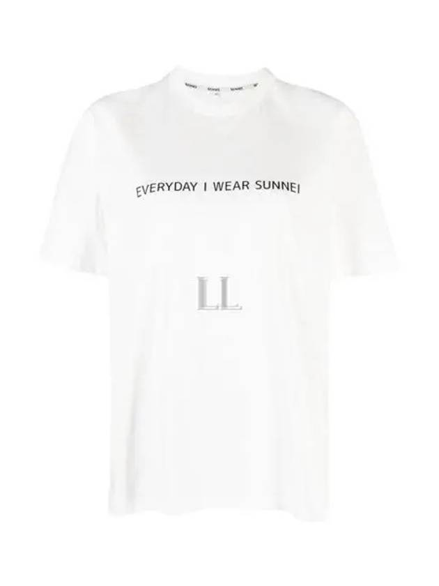 Slogan Print Crew Neck Short Sleeve T-Shirt White - SUNNEI - BALAAN 2