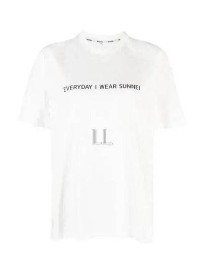 Slogan Print Crew Neck Short Sleeve T-Shirt White - SUNNEI - BALAAN 2