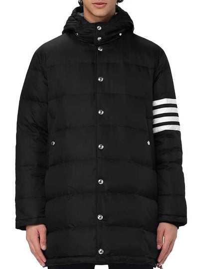 Men's 4 Bar Button Down Hooded Padding Black - THOM BROWNE - BALAAN 2