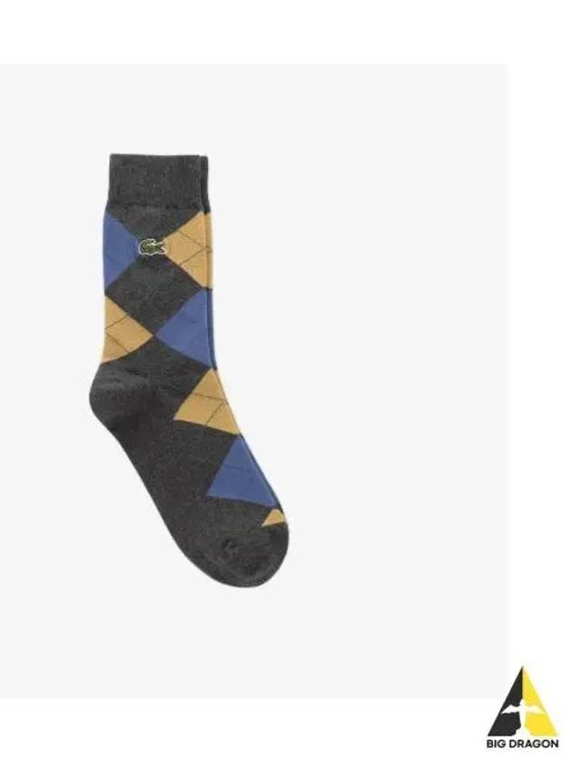 Men s Argyle Check Medium Neck Socks Charcoal Gray - LACOSTE - BALAAN 1