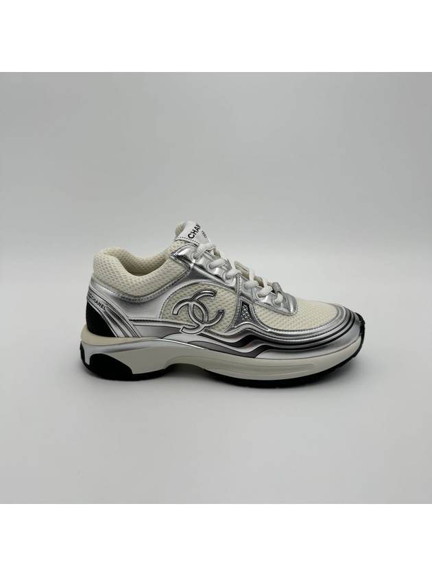 Fabric Laminated Low Top Sneakers Silver - CHANEL - BALAAN 6