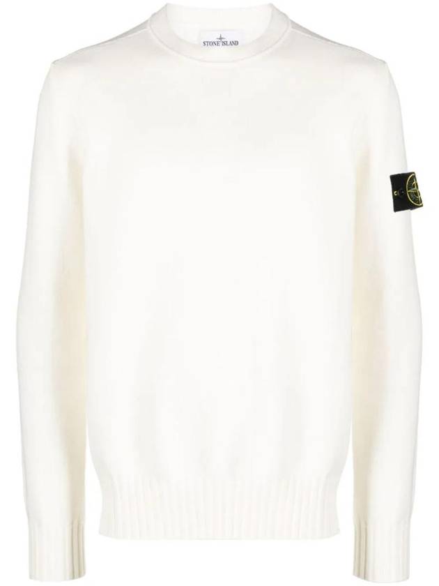 Logo Patch Knit Top White - STONE ISLAND - BALAAN 1