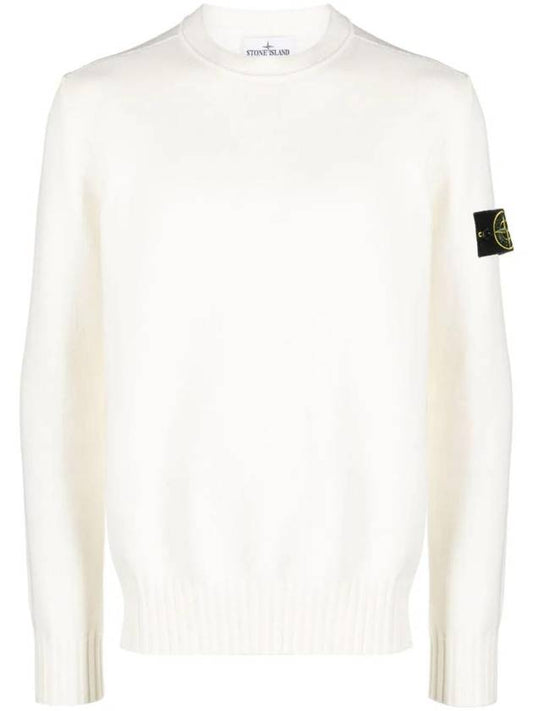 Logo Patch Knit Top White - STONE ISLAND - BALAAN 1