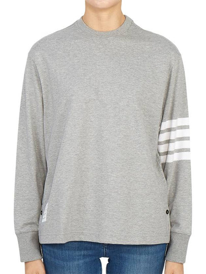 Engineered 4 Bar Medium Weight Jersey Oversized Long Sleeved T-Shirt Light Grey - THOM BROWNE - BALAAN 2