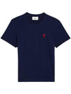 Small Heart Logo Short Sleeve T-Shirt Navy - AMI - BALAAN 2