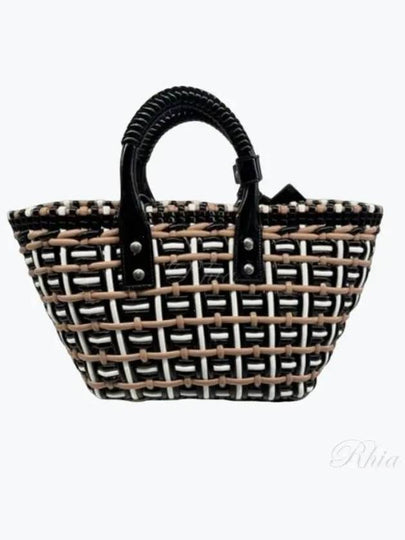 Bistro XS Basket Two Way Tote Bag Black White - BALENCIAGA - BALAAN 2