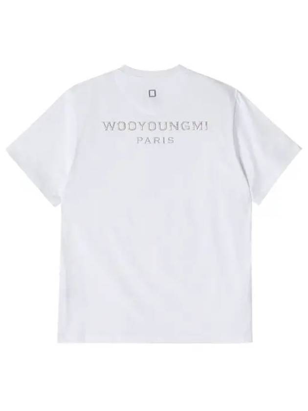 Men's Metallic Embossed Back Logo Short Sleeve T-Shirt White - WOOYOUNGMI - BALAAN 3