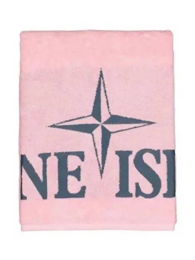 Cotton Terry Logo Beach Towel Pink - STONE ISLAND - BALAAN 2