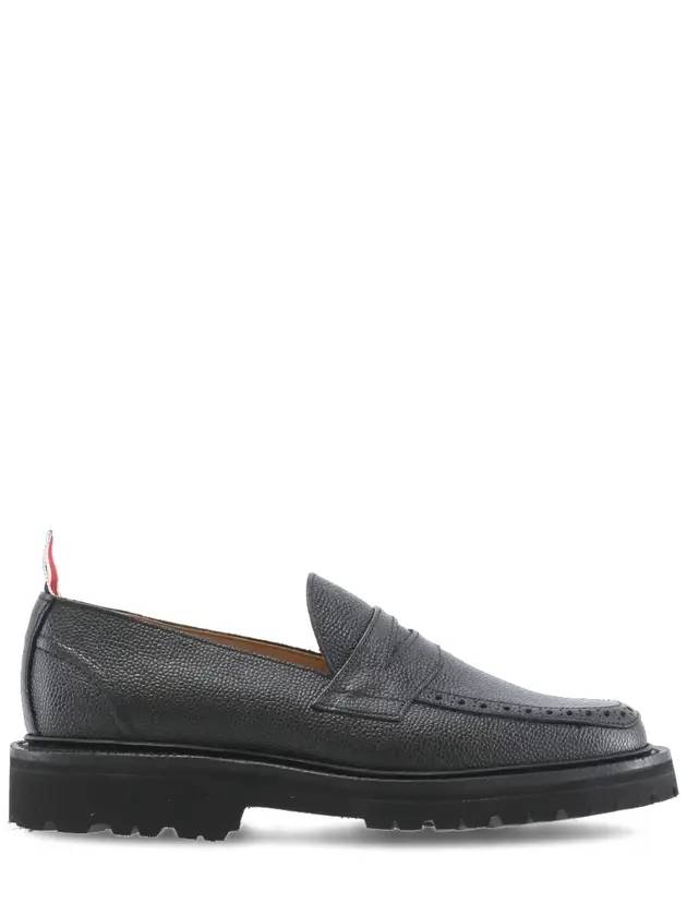 Women's Pebble Grain Leather Penny Loafers Black - THOM BROWNE - BALAAN 1