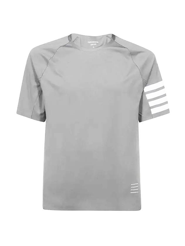 4-Bar Stripe Crew Neck Short Sleeve T-Shirt Grey - THOM BROWNE - BALAAN 1