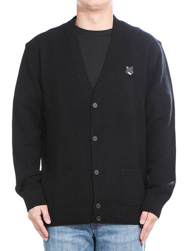 Bold Fox Head Patch Regular Lambswool Cardigan Black - MAISON KITSUNE - BALAAN 1