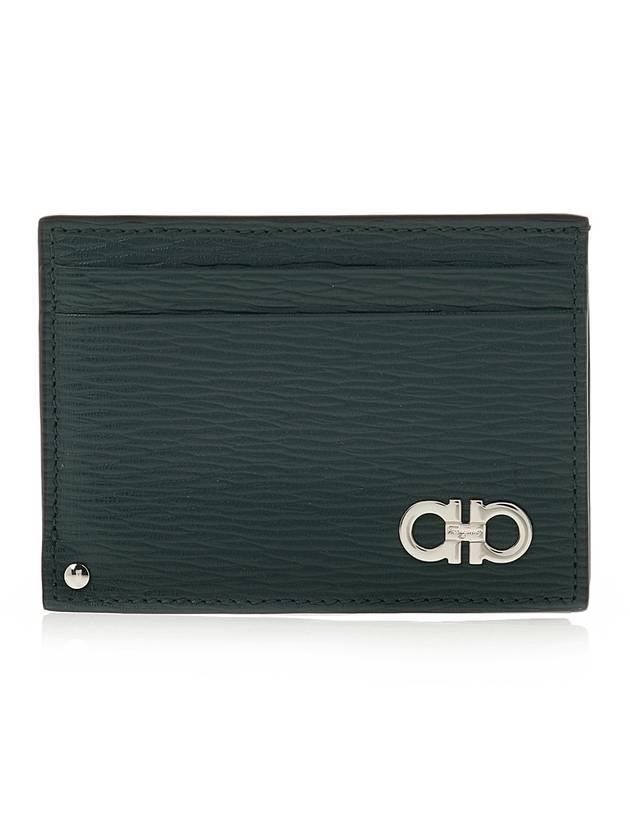 Double Gancini Leather Card Wallet Green - SALVATORE FERRAGAMO - BALAAN 1