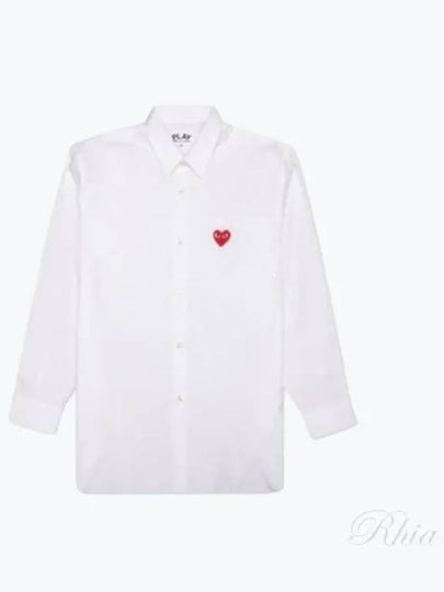 Men's Red Heart Long Sleeve Shirt White - COMME DES GARCONS - BALAAN 2