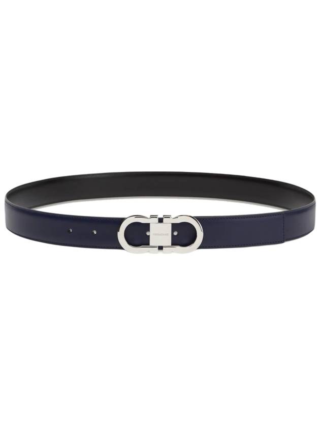 Gancini Reversible Leather Belt Midnight Blue - SALVATORE FERRAGAMO - BALAAN 2