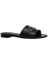 Women's Gancini Rhodes Logo Slippers Black - SALVATORE FERRAGAMO - BALAAN.