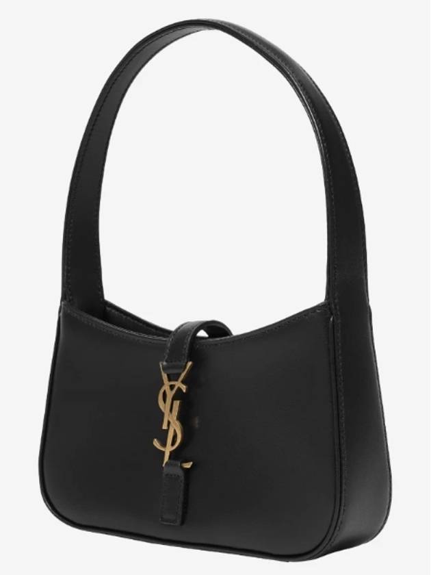 LE 5A 7 Small Smooth Leather Hobo Shoulder Bag Black - SAINT LAURENT - BALAAN 3