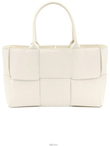 White grain leather intreccio weaving Arco small tote bag 652867 - BOTTEGA VENETA - BALAAN 1