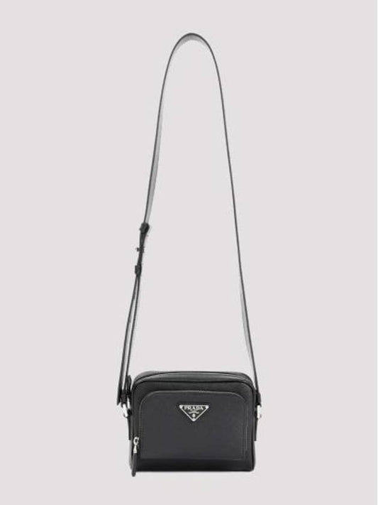 Saffiano Nylon Plain Leather Logo Shoulder Bag Black - PRADA - BALAAN 1