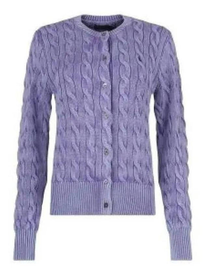 Pony Logo Cable Cardigan Lavander - POLO RALPH LAUREN - BALAAN 2