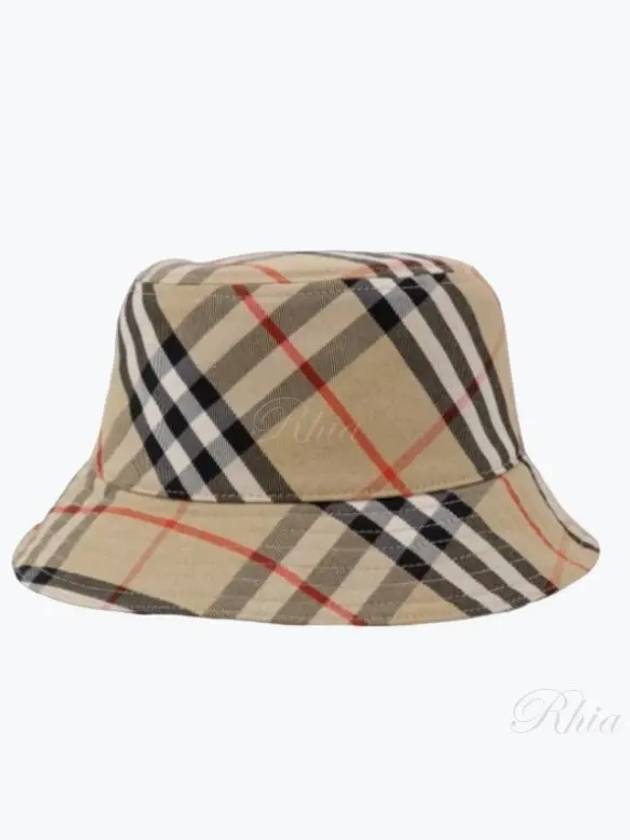 Check Cotton Blend Bucket Hat Beige - BURBERRY - BALAAN 2