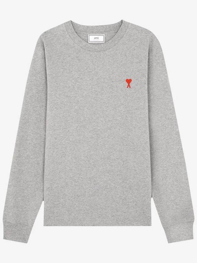 Heart Logo Gray Long Sleeve TShirt Long Sleeve Unisex - AMI - BALAAN 1